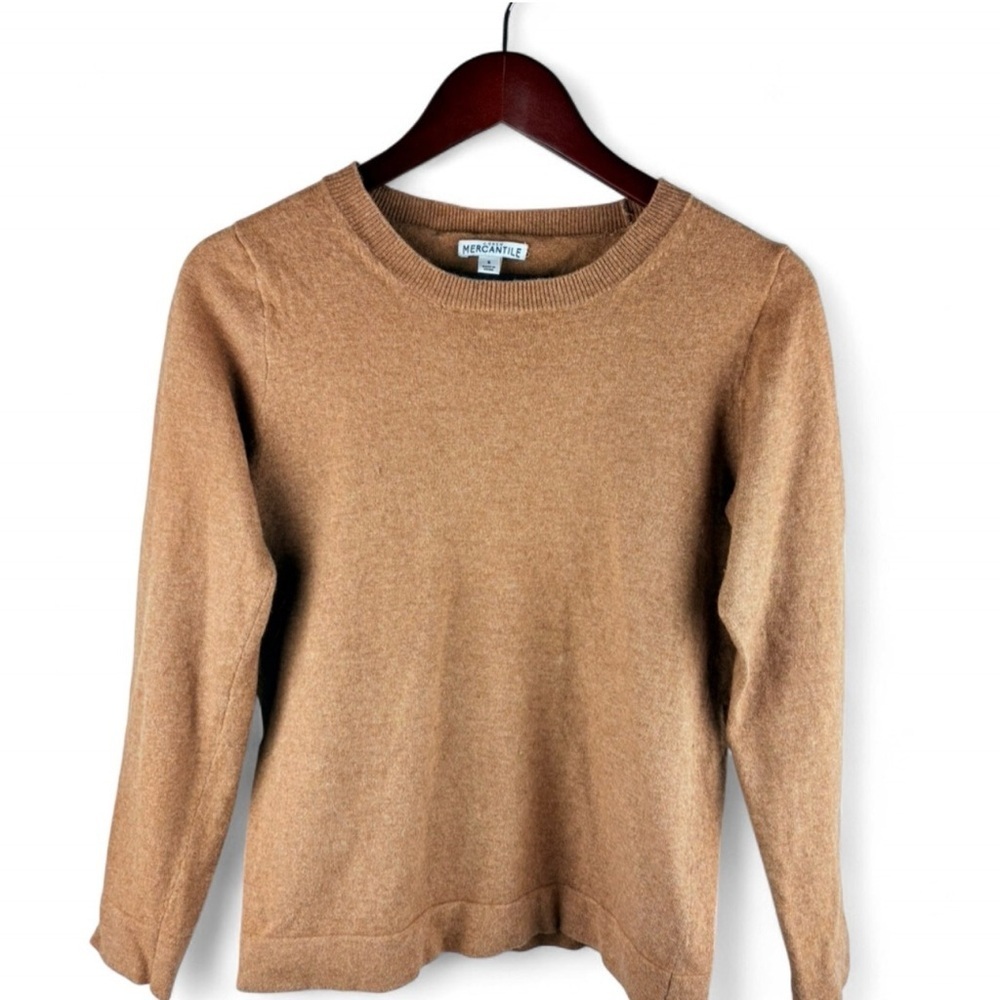 J. Crew Wool Blend Women's Small Brown Crew Neck Long Sleeve Pullover Sweater - Picture 3 of 8